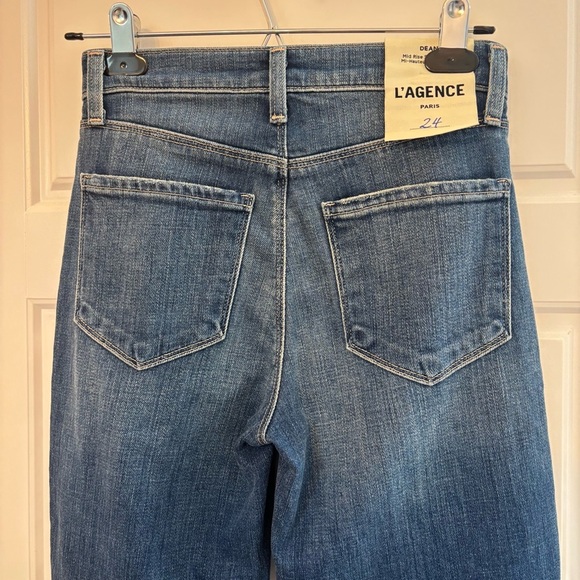 L’AGENCE Paris Dean Midrise Slim Straight Medium Wash Denim Jeans Size 24 - Picture 6 of 8